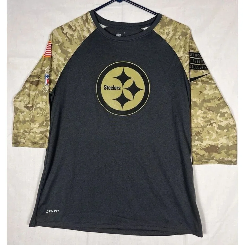 Nike Dri Fit Salute to Service Pittsburgh Steelers NFL 3/4 Length Women's Large